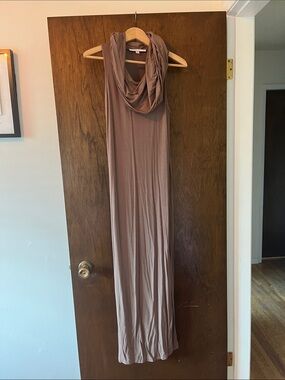 Anthropologie Sleeveless Cowl Maxi Dress in Mauve Taupe